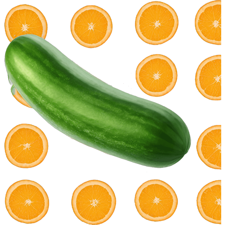 Cucumber that is veiny with two oranges directly under it emoji