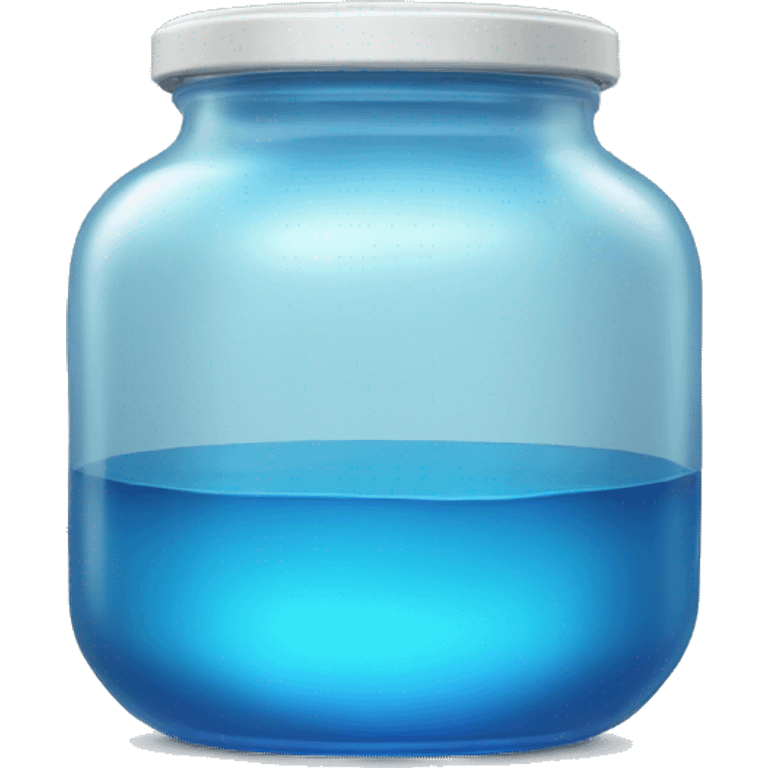 round glass container with blue liquid inside emoji