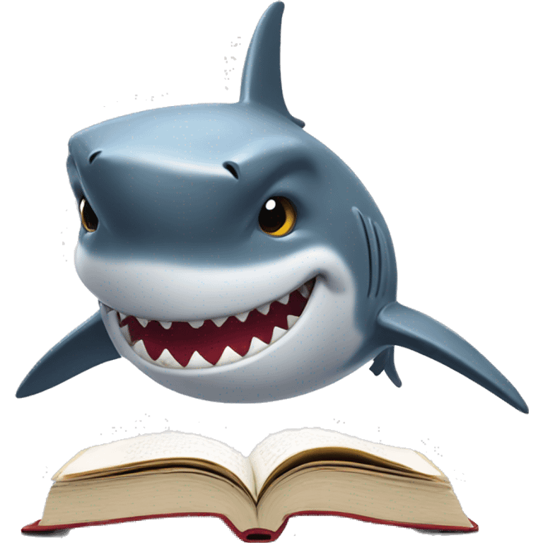 Shark reading a book emoji