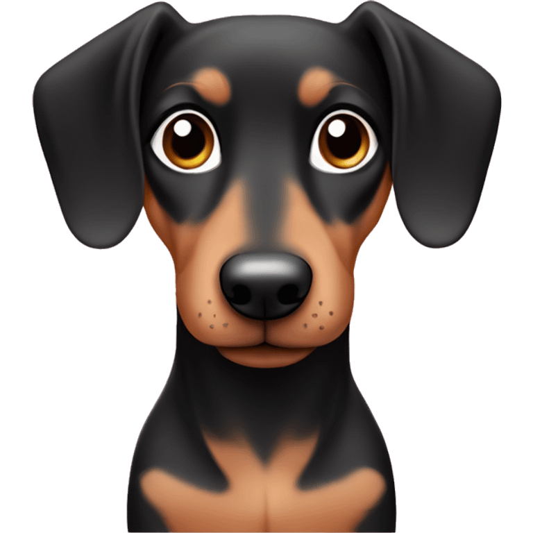 Cute Dashund dog Black and Tan against pink emoji