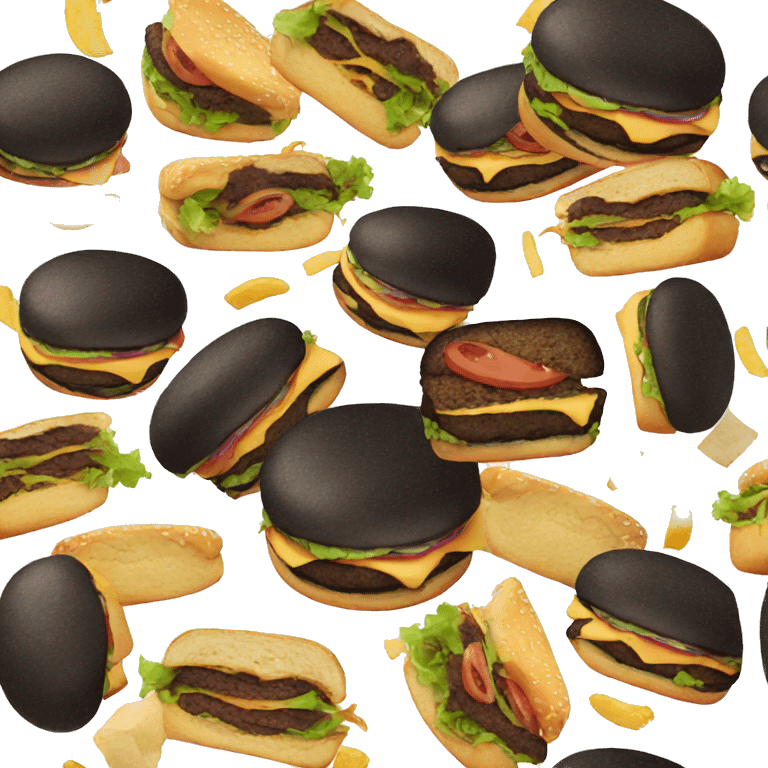 black burger with a bite emoji