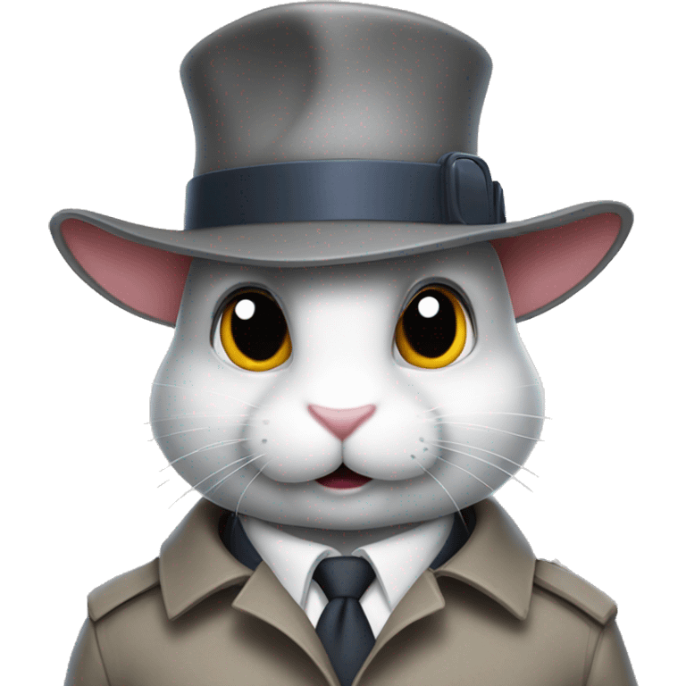 Rabbit dressed as inspector gadget emoji