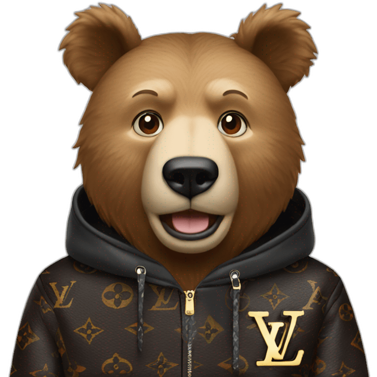 bear wearing Louis Vuitton hoodie emoji