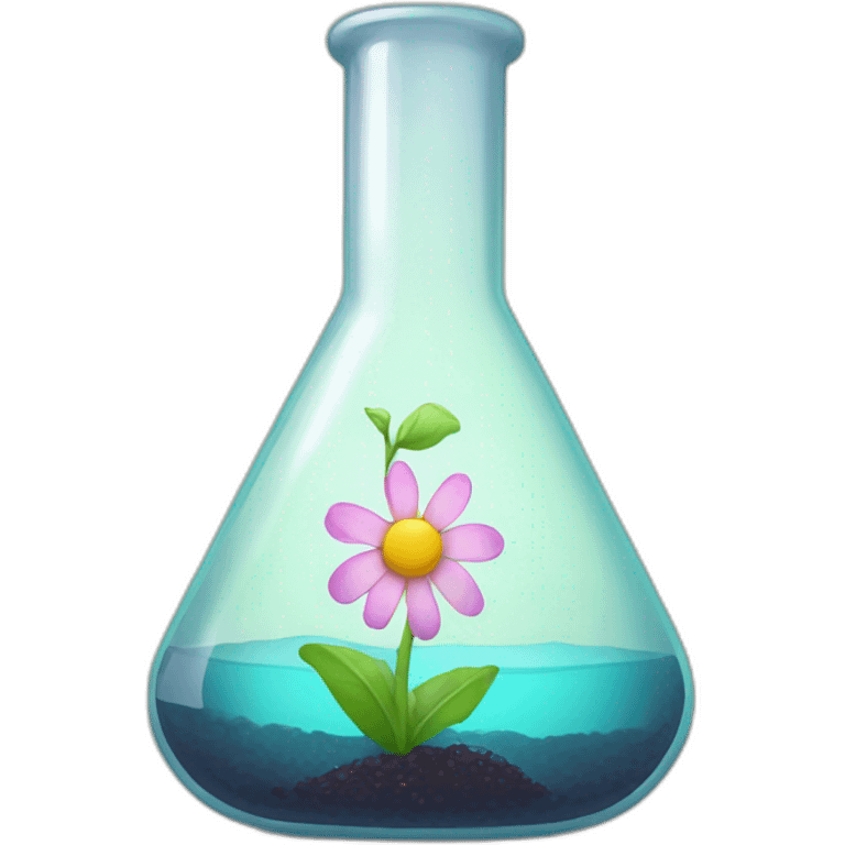 Erlenmeyer flask with flower growing out of it emoji