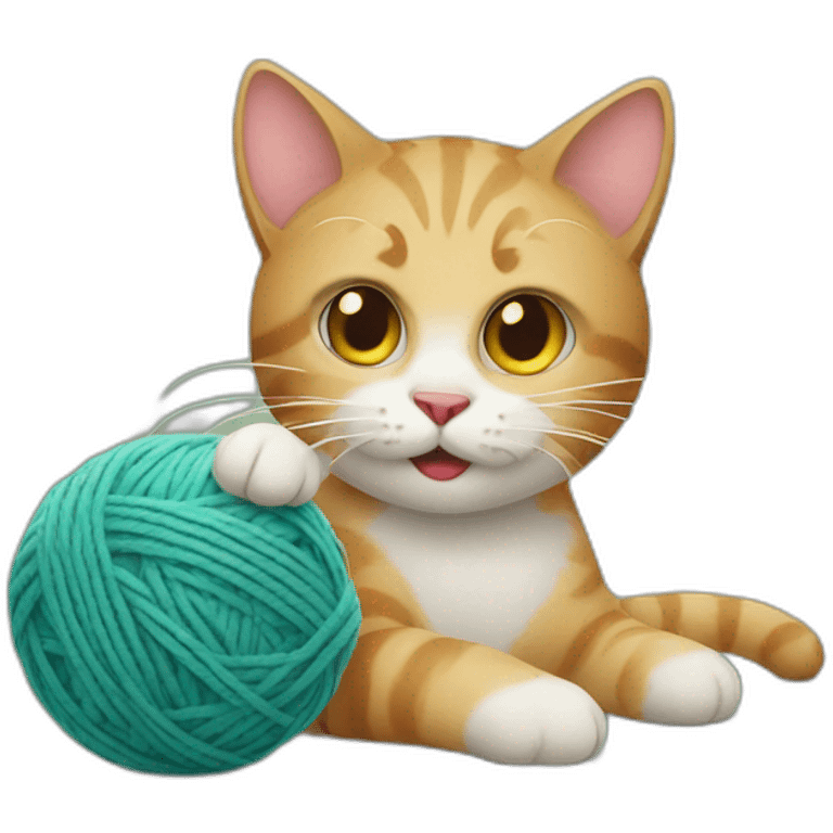 Cat playing with a ball of wool emoji