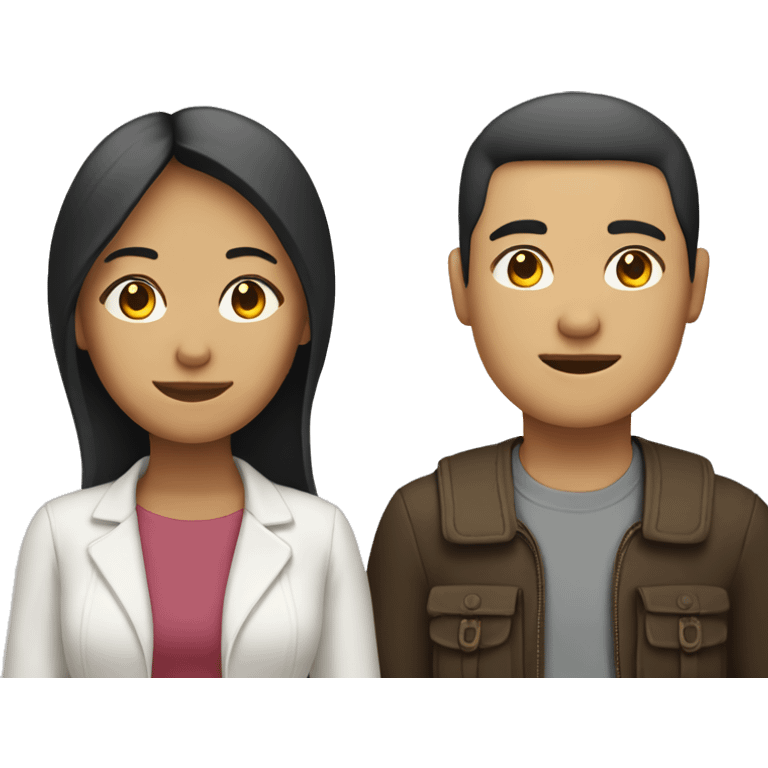 Half white half Asian woman and half white half Asian man traveling  emoji