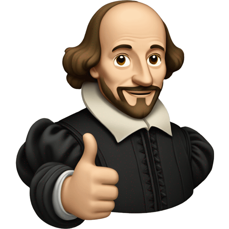 William Shakespeare with one thumbs up emoji