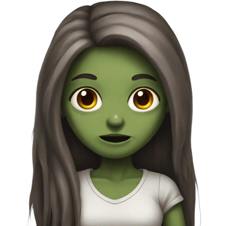 girl zombie with brown long hair emoji