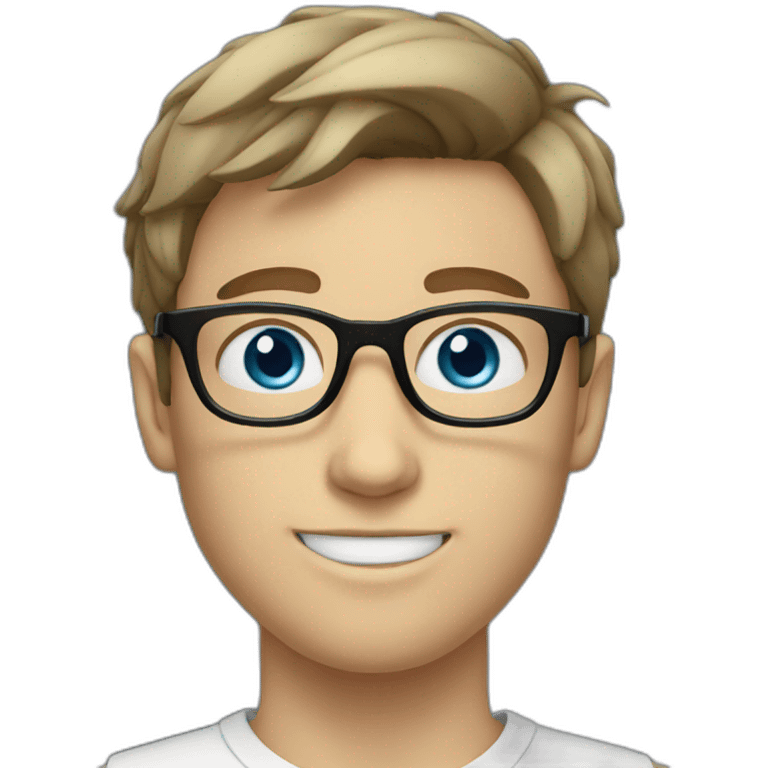 Brunette white boy with blue eyes with glasses emoji