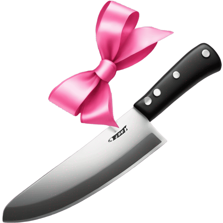 Black butcher knife with cute pink bow emoji