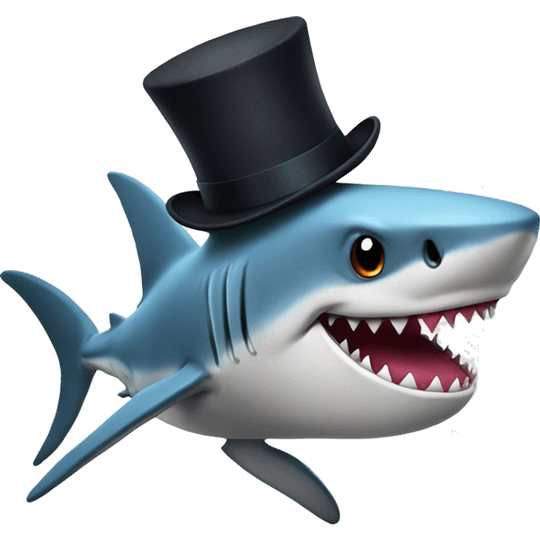 Shark with a top hat emoji