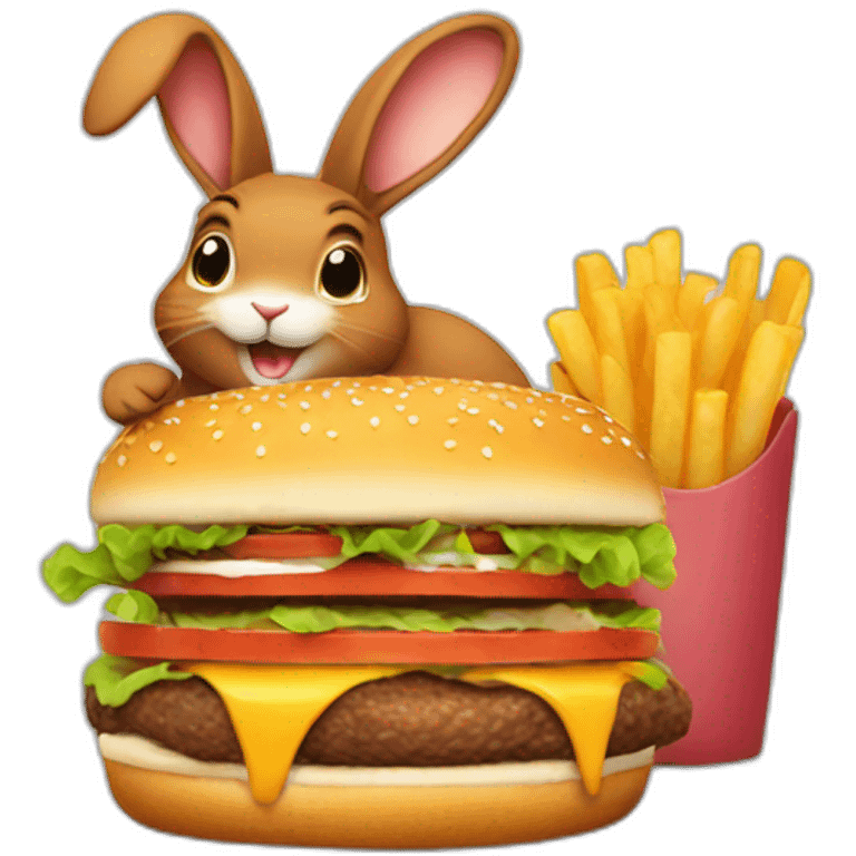 Brown Bunny eating burger emoji