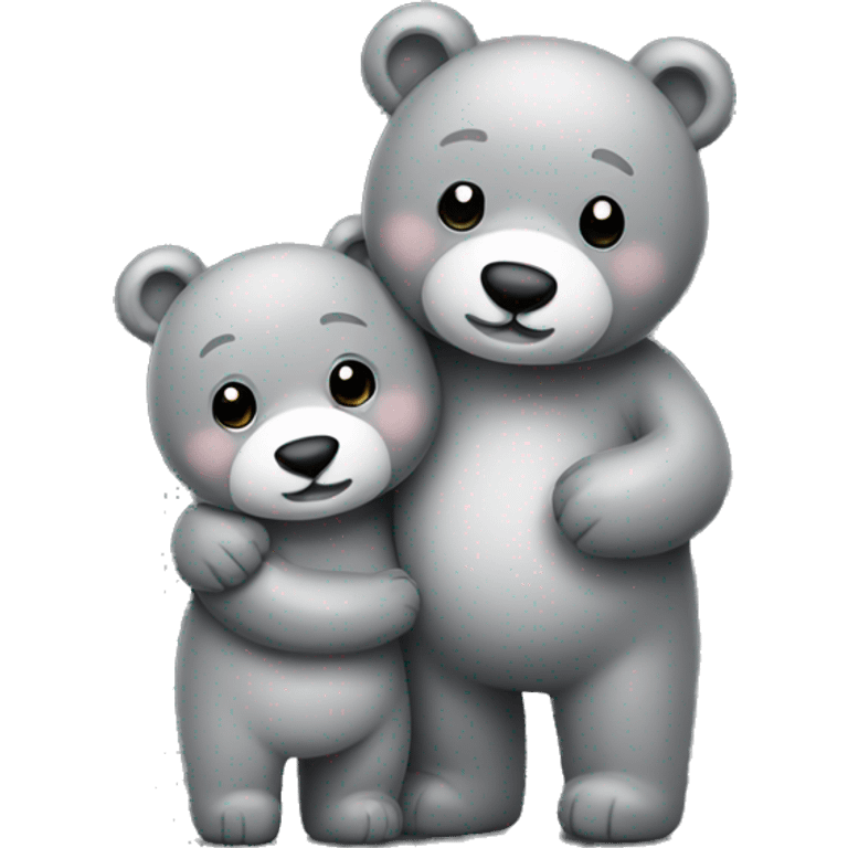 realistic-grey-bears-happy-couple-hugging-with-love emoji