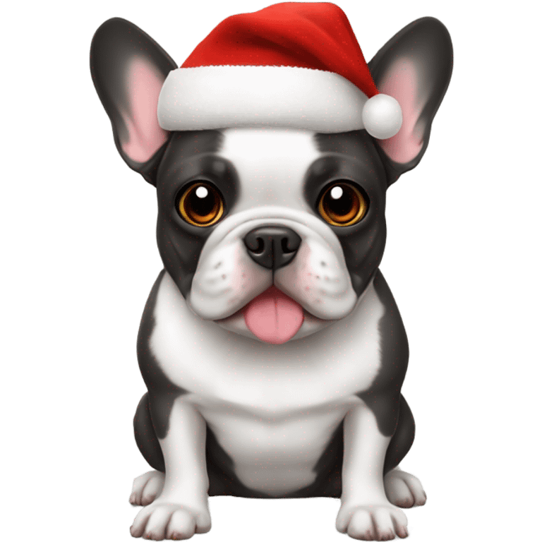 French bulldog with Santa hat  emoji