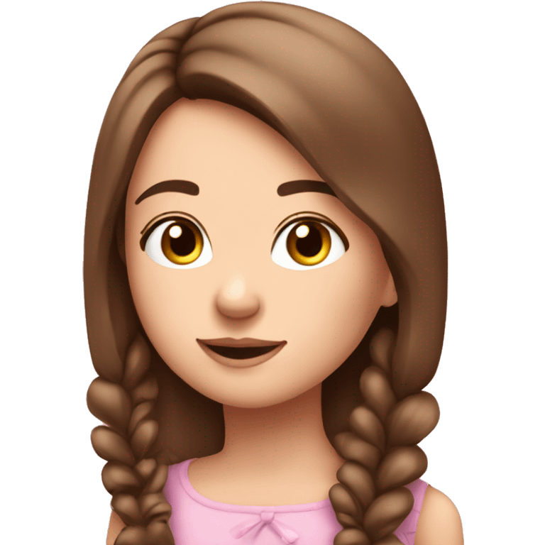 A cute young woman with straight brown hair and many small pink bows an sparkles around her emoji