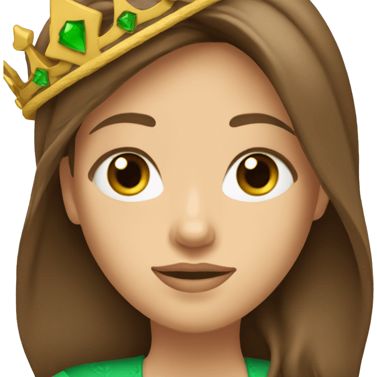 pretty 40 year old royal princess with grass green eyes and shoulder length straight brown hair with crown emoji