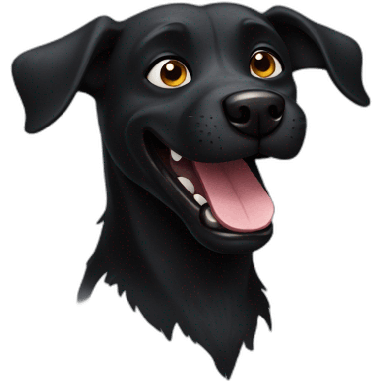 Crazy black dog emoji