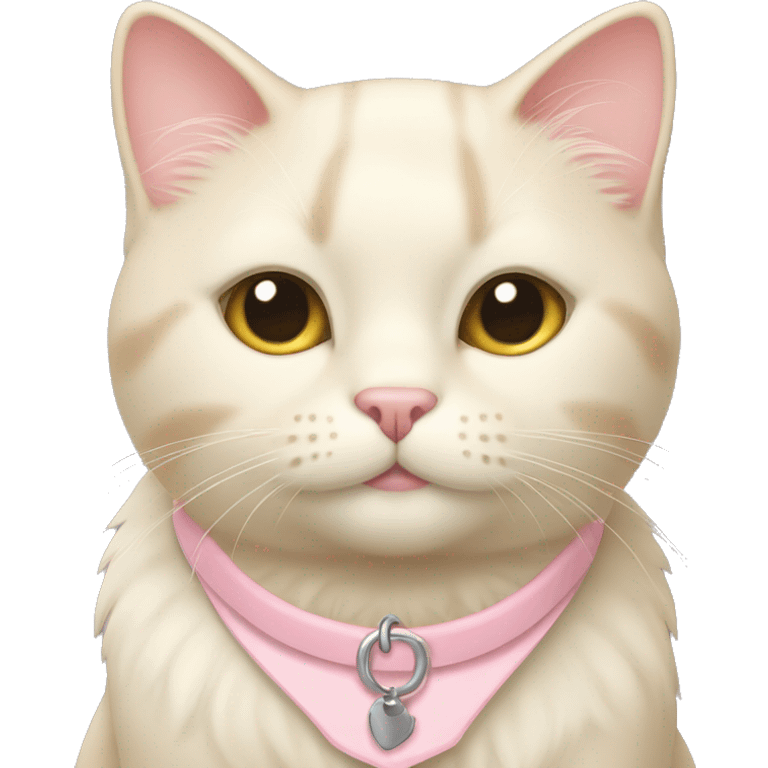 cream cat with light pink collar sitting emoji