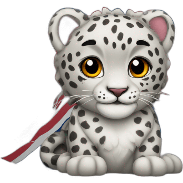 snow leopard wrapped in the flag of the united kingdom emoji