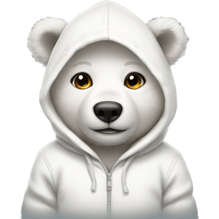 A white bear cub dressed in a white hoodie emoji