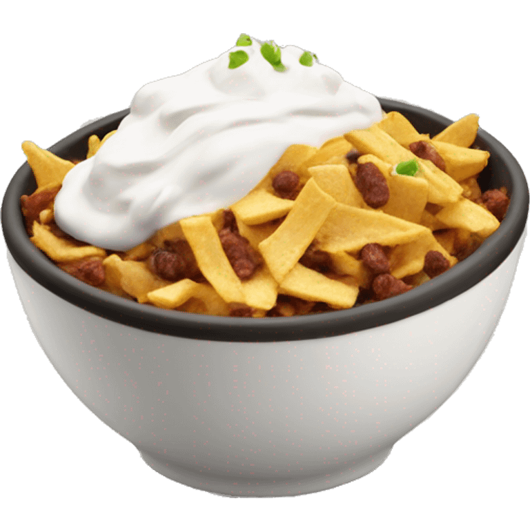 A chipotle bowl with extra sour cream emoji