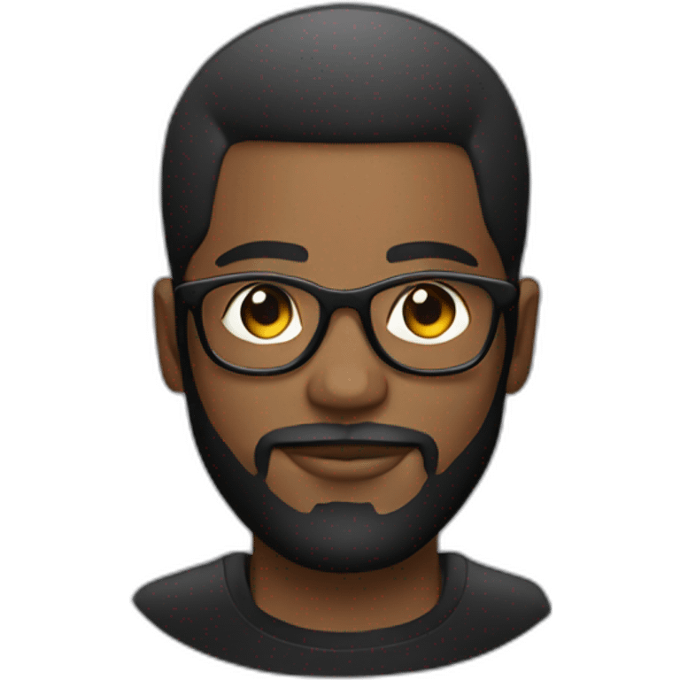 Black dj with a beard in glasses with part in hair  emoji