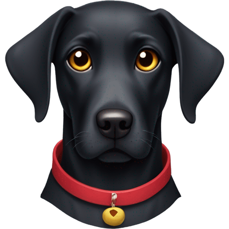 black labrador dog with hazel eyes, red collar and bat wingss emoji