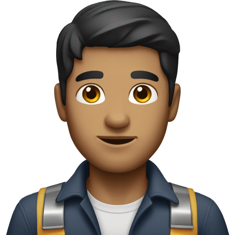 Black-haired builder, brown eyes, no beard, square face. emoji