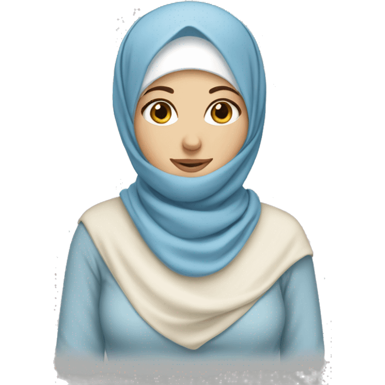 a white girl wearing soft blue hijab emoji