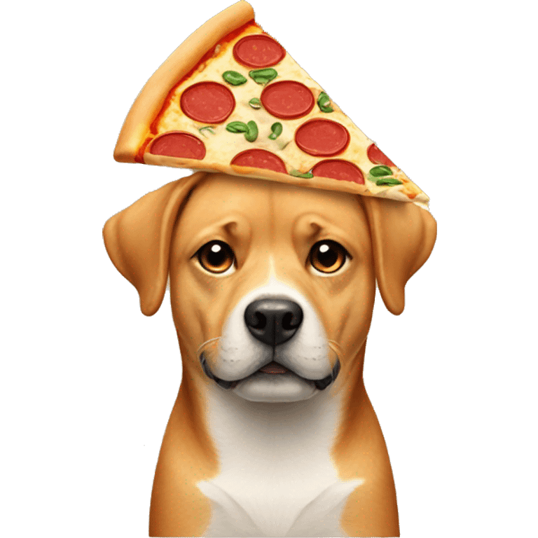 Dog wearing a pizza  emoji