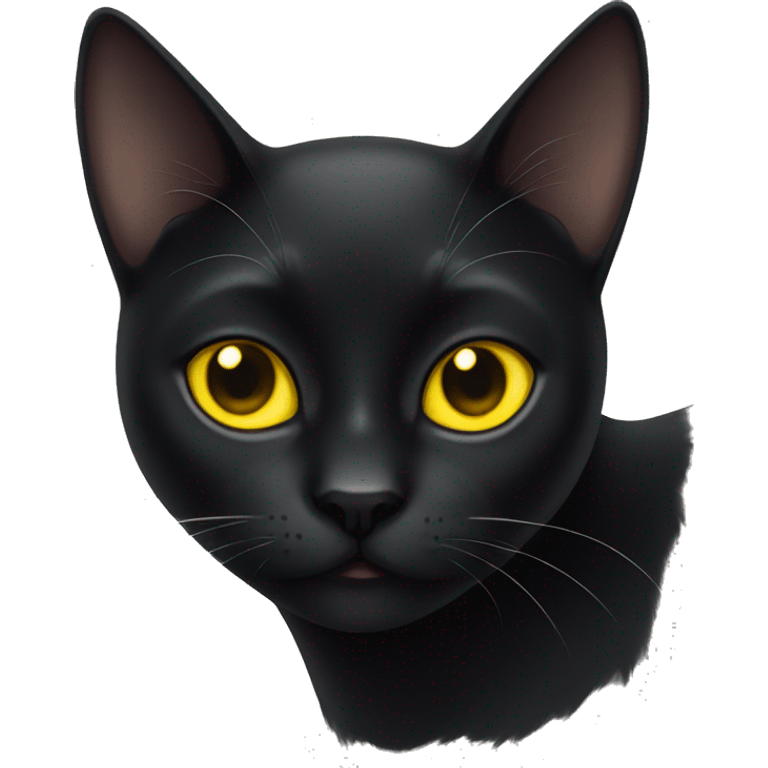 black cat face with yellow ish eyes emoji