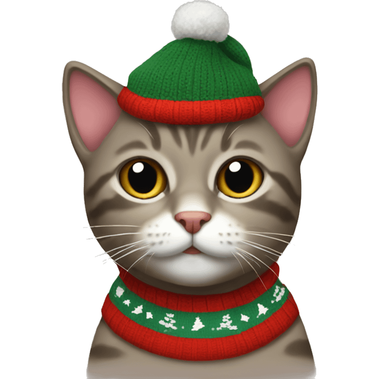 Cat wearing a Christmas sweater emoji