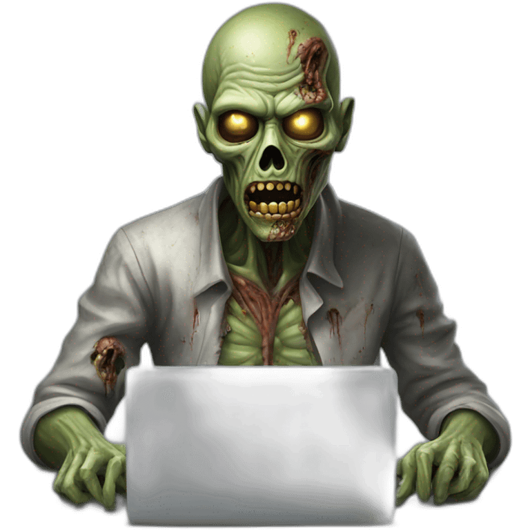 zombie coding on a laptop hyperrealistic emoji