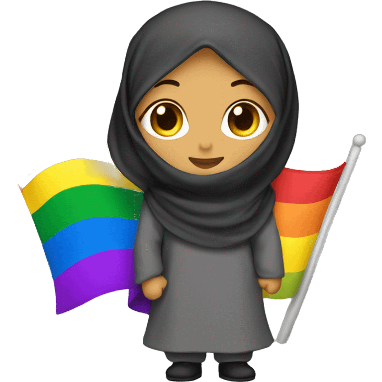 Hijabi holding rainbow flag emoji