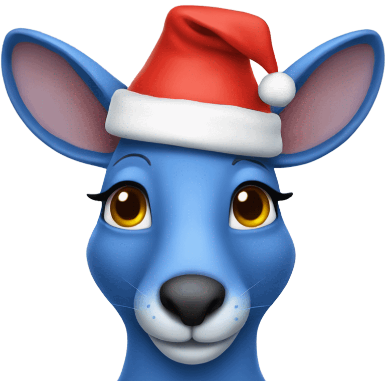 Blue kangaroo in Santa hat emoji