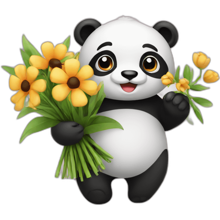 Panda with flower bouquet  emoji