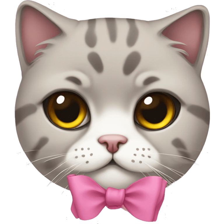 Scottish fold cat with pink bow emoji