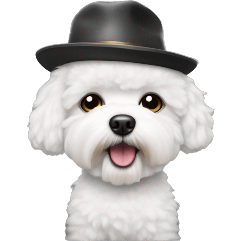 Small White bichon frise dog wearing a hat  emoji