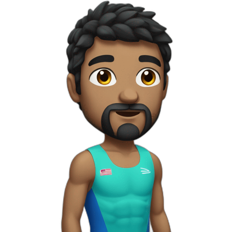 Swimmer googles muscles black hair and beard emoji