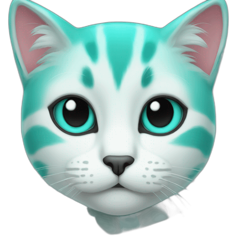 Turquoise cat love emoji