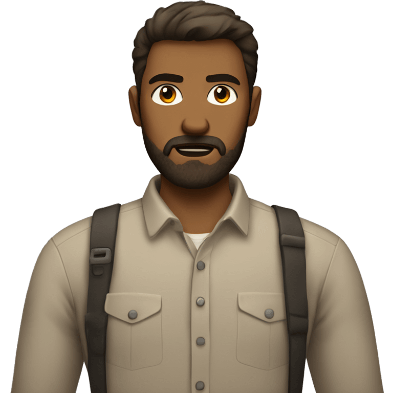 unhappy man with a beard and short scruffy brown hair wearing a buttoned shirt emoji