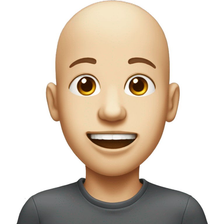 bald boy with open mouth with cake batter on face and chest area  emoji