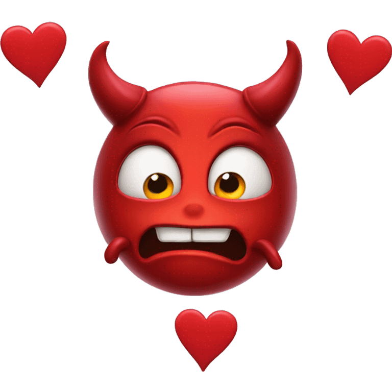 Devil with nice expression and hearts around it emoji