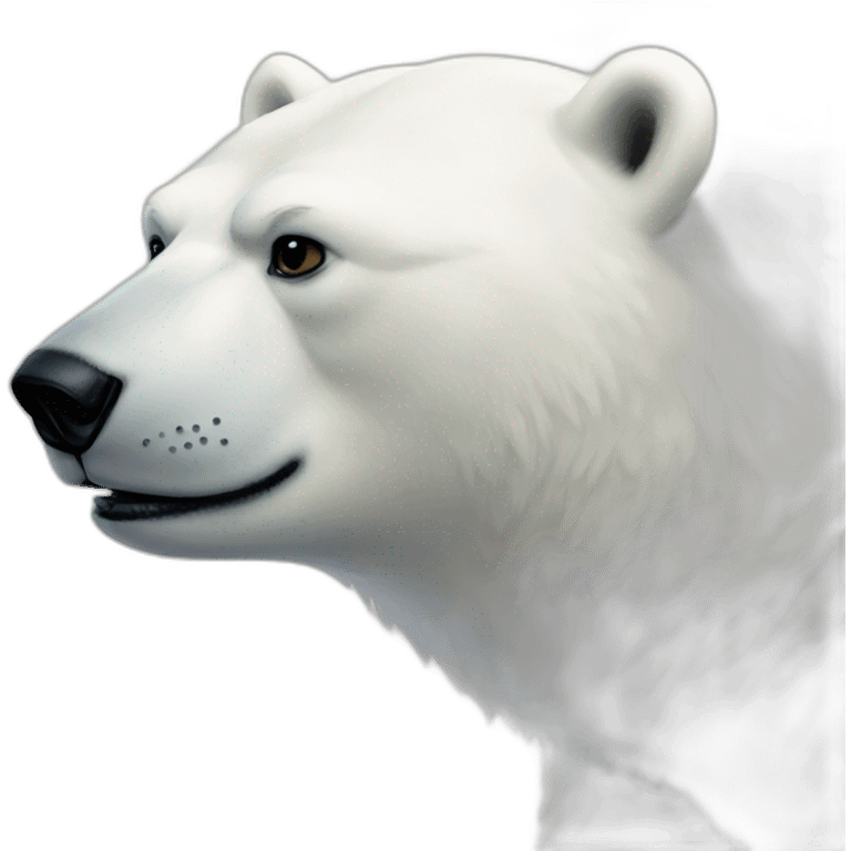 anthropomorphic polar bear with black hair and three black dots in its muzzle emoji