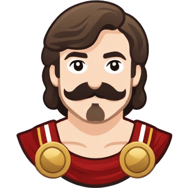 white man with a mustache and mullet hairstyle in an ancient roman warrior outfit emoji