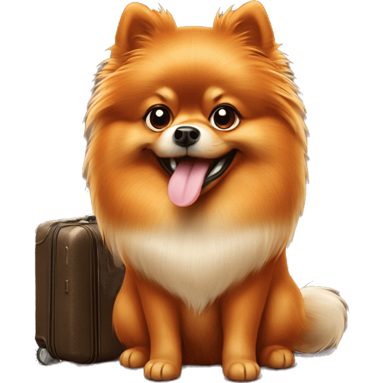 Orang Pomeranian spitz with suitcase emoji