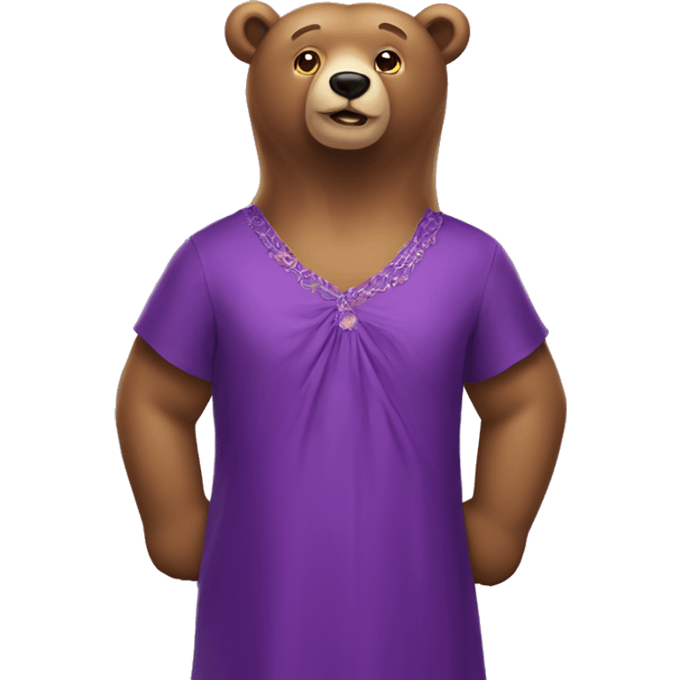 Bear wearing purple dress emoji