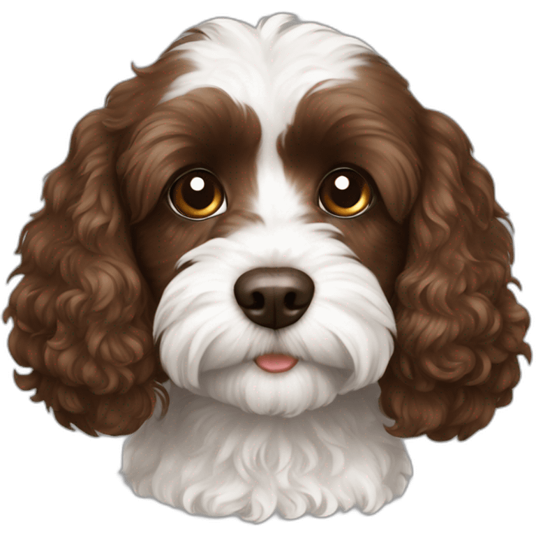 Dark brown cavoodle white chest emoji