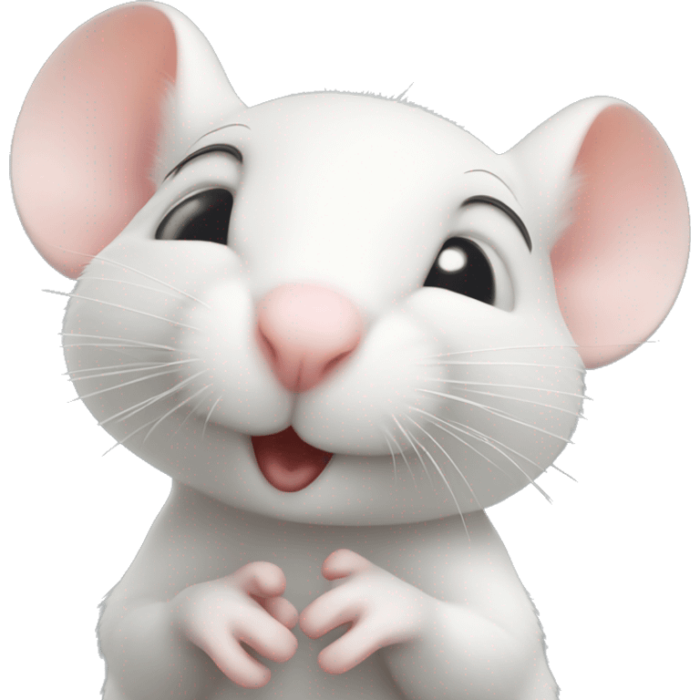 Cute white mouse giving a kiss to the camera emoji