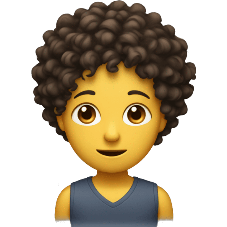 "face with no skin", "Black eyes and curly hair", "with an expression of shyness", "brush red" emoji